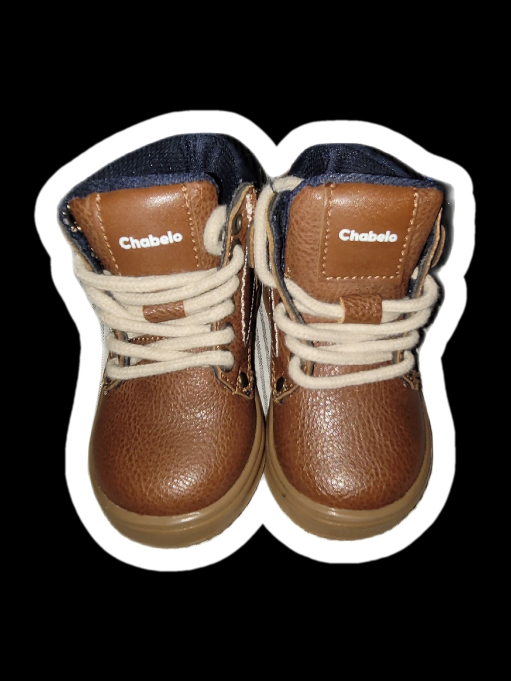 Kids' Brown Leather-Look Lace-Up Boots